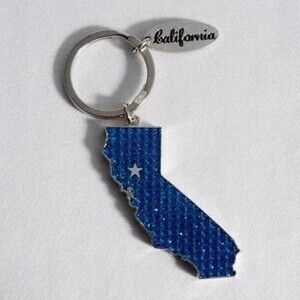 California State Double Sided Keychain Sparkly Blue